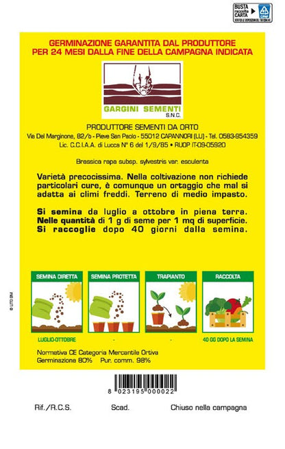 Semi di Cime di Rapa precoci Gargini Sementi