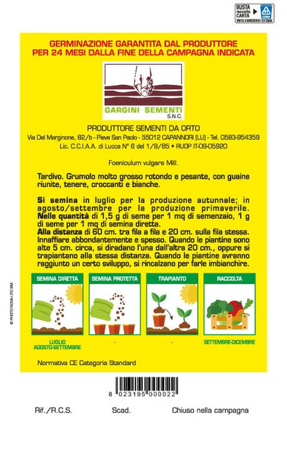 Semi di Finocchio Romanesco Gargini Sementi