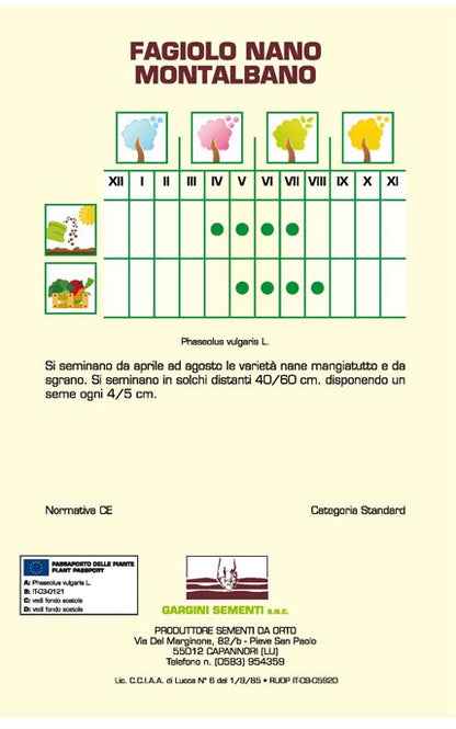 Semi di Fagiolo Montalbano 250 gr Gargini Sementi