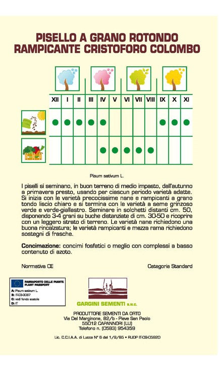 Semi di Pisello Rampicante Cristoforo Colombo Gargini Sementi 250 gr