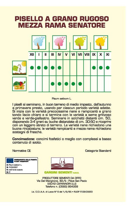 Semi di Pisello Mezza Rama Gargini Sementi 250 gr