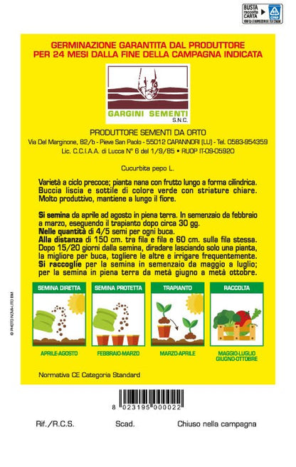 Semi di Zucchino Alberello di Sarzana Gargini Sementi